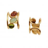 Brass δάχτυλο του δακτυλίου, Ορείχαλκος, με Πολύτιμος λίθος, Ωοειδής, χρώμα επίχρυσο, Ρυθμιζόμενο & κοσμήματα μόδας & για τη γυναίκα, νικέλιο, μόλυβδο και κάδμιο ελεύθεροι, Εσωτερική διάμετρος:Περίπου 18mm, Sold Με PC