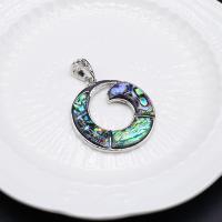 Tibetan Style Pendants, with Abalone Shell, platinum color plated, DIY & hollow, more colors for choice, nickel, lead & cadmium free, 39x39mm, Sold By PC