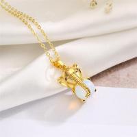 Cubic Zircon Micro Pave Brass Necklace with 5cm extender chain Elephant plated fashion jewelry & micro pave cubic zirconia & enamel nickel lead & cadmium free Length 45 cm Sold By PC