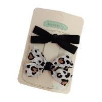 Alligator Hair Clip, Polyester and Cotton, with Iron, Bowknot, 2 pieces & for children, black, 60mm, Sold By Set