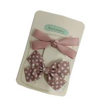 Alligator Hair Clip Polyester and Cotton with Iron Bowknot 2 pieces & for children pink 60mm Sold By Set