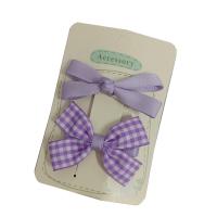 Alligator Hair Clip Polyester and Cotton with Iron Bowknot 2 pieces & for children purple 60mm Sold By Set