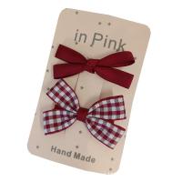 Alligator Hair Clip, Polyester and Cotton, with Iron, Bowknot, 2 pieces & for children, red, 60mm, Sold By Set