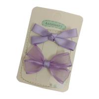 Alligator Hair Clip Spun Silk with Polyester and Cotton & Iron Bowknot 2 pieces & for children purple 60mm Sold By Set