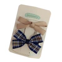 Alligator Hair Clip Polyester and Cotton with Iron Bowknot 2 pieces & for children mixed colors 60mm Sold By Set