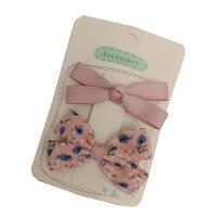Alligator Hair Clip, Polyester and Cotton, with Iron, Bowknot, 2 pieces & for children, pink, 60mm, Sold By Set