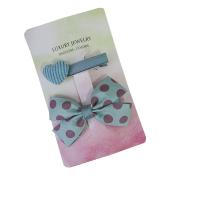 Alligator Hair Clip Cloth with Iron 2 pieces & for children light green 60mm Sold By Set