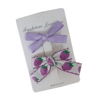 Alligator Hair Clip, Polyester and Cotton, with Iron, Bowknot, 2 pieces & for children, purple, 60-70mm, Sold By Set