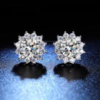 925 Sterling Silver Stud Earrings with Moissanite fashion jewelry & with rhinestone nickel lead & cadmium free 1ct Sold By Pair