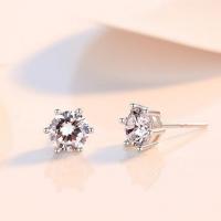 925 Sterling Silver Stud Earrings, with Moissanite, fashion jewelry & different materials for choice & with rhinestone, nickel, lead & cadmium free, 1ct, Sold By Pair