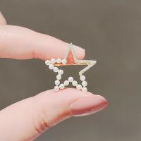 Zinc Alloy Brooches with Plastic Pearl fashion jewelry & with rhinestone nickel lead & cadmium free Sold By PC