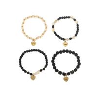 Zinc Alloy Bracelet Set with Glass Beads gold color plated Bohemian style & for woman Inner Approx 50mm Sold By Set