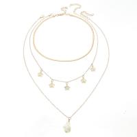Zinc Alloy Necklace with Plastic Pearl with 1.96inch extender chain Flower gold color plated three layers & for woman Length Approx 13.97 Inch Approx 16.53 Inch Approx 20.47 Inch Sold By PC