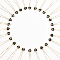 alliage de zinc collier, avec 1.96inch chaînes de rallonge, coeur, Placage de couleur d'or, chaîne ovale & styles différents pour le choix & avec le motif de lettre & pour femme & émail, Longueur:Environ 15.55 pouce, Vendu par PC