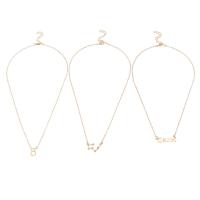 Zinc Alloy Necklace with 2.2inch extender chain 12 Signs of the Zodiac gold color plated three pieces & for woman & with rhinestone Length Approx 18.5 Inch Approx 18.1 Inch Approx 17.1 Inch Sold By Set