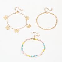 Tibetan Style Anklet, with 1.88inch,1.96inch extender chain, Butterfly, gold color plated, multilayer & for woman & enamel, Length:Approx 7.87 Inch, Approx 7.67 Inch, Approx 8 Inch, Sold By PC