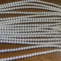 Naturalne perły słodkowodne perełki luźne, Perła naturalna słodkowodna, Lekko okrągły, DIY, biały, 8mm, sprzedawane na około 37 cm Strand