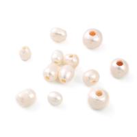 Natural Freshwater Pearl Loose Beads Slightly Round & DIY white Sold By Bag