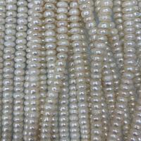 Naturliga sötvattenspärla lösa pärlor, Freshwater Pearl, Flat Round, DIY, vit, 8-9mm, Såld Per Ca 37 cm Strand