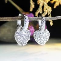 Zinc Alloy Drop Earrings Heart silver color plated fashion jewelry & micro pave cubic zirconia & for woman nickel lead & cadmium free Sold By Pair