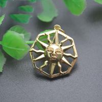 Brass Jewelry Pendants, Sun, gold color plated, DIY & hollow, nickel, lead & cadmium free, 17x18mm, Sold By PC