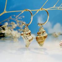 Zinc Alloy Drop Earrings with Shell & Plastic Conch gold color plated fashion jewelry & for woman nickel lead & cadmium free Sold By Pair