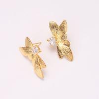 Brass Stud Earring, with Cubic Zirconia, gold color plated, fashion jewelry & for woman, nickel, lead & cadmium free, 10x27mm, Sold By Pair