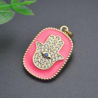 Cubic Zirconia Micro Pave Brass Pendant, Rectangle, gold color plated, DIY & micro pave cubic zirconia & enamel, more colors for choice, nickel, lead & cadmium free, 15x22mm, Sold By PC