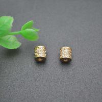 Brass Spacer Beads, Column, gold color plated, DIY & micro pave cubic zirconia, nickel, lead & cadmium free, 6x6mm, Sold By PC