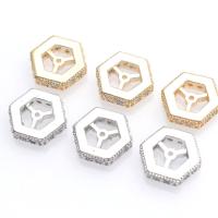 Brass Spacer Beads Hexagon plated DIY & micro pave cubic zirconia & hollow nickel lead & cadmium free Sold By PC