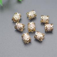 Brass Spacer Beads gold color plated DIY & micro pave cubic zirconia & hollow nickel lead & cadmium free Sold By PC