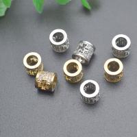 Brass Spacer Beads, Column, plated, DIY & micro pave cubic zirconia & hollow, more colors for choice, nickel, lead & cadmium free, 7x7mm, Sold By PC