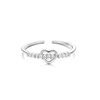 Brass Finger Ring, Heart, fashion jewelry & for woman & with rhinestone, nickel, lead & cadmium free, US Ring Size:7, Sold By PC