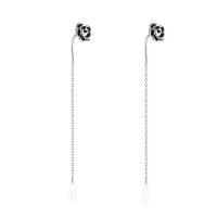 925 Sterling Silver Thread Through Earrings Common Camelia fashion jewelry & for woman nickel lead & cadmium free 60mm Sold By Pair