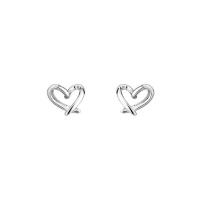 925 Sterling Silver Stud Earrings, Heart, fashion jewelry & for woman, nickel, lead & cadmium free, 6x7.2mm, Sold By Pair