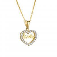 925 Sterling Silver Necklaces with 1.97inch extender chain Heart plated fashion jewelry & for woman & with rhinestone nickel lead & cadmium free Length Approx 15.74 Inch Sold By PC