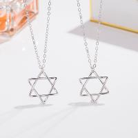 925 Sterling Silver Necklaces, with 1.97inch extender chain, Hexagram, fashion jewelry & for woman, nickel, lead & cadmium free, Length:Approx 15.74 Inch, Sold By PC