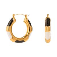 Stainless Steel Lever Back Earring 304 Stainless Steel 18K gold plated fashion jewelry & for woman & enamel golden Sold By Pair
