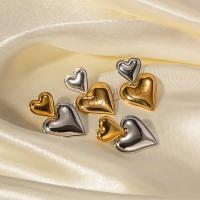 Stainless Steel Drop Earring, 304 Stainless Steel, Heart, Vacuum Ion Plating, fashion jewelry & for woman, more colors for choice, 32.50x20mm, Sold By Pair