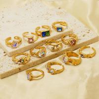 Zirkonia Edelstahl-Finger- Ring, 304 Edelstahl, 18K vergoldet, verschiedene Stile für Wahl & Micro pave Zirkonia & für Frau, goldfarben, verkauft von PC