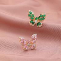 Kubisk Circonia Micro bane messing Ring, Butterfly, forgyldt, mode smykker & Micro Pave cubic zirconia & for kvinde, flere farver til valg, nikkel, bly & cadmium fri, Solgt af PC