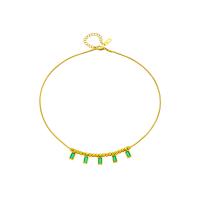 Titanstahl Halskette, mit Smaragd, mit Verlängerungskettchen von 2.17inch, plattiert, Modeschmuck & für Frau, goldfarben, 4x8mm, verkauft per ca. 15.75 ZollInch Strang