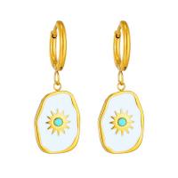 Titanium Steel  Earring plated fashion jewelry & for woman & enamel golden Sold By Pair