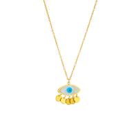 Collier Evil Eye bijoux, Acier titane, avec coquille, avec 1.97inch chaînes de rallonge, Placage, bijoux de mode & pour femme, doré, 30x10mm, Vendu par Environ 16.54 pouce brin