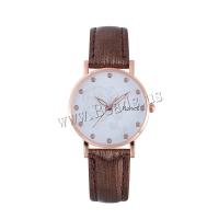 Women Wrist Watch, PU Leather, with Glass & 304 Stainless Steel & Tibetan Style, Round, rose gold color plated, fashion jewelry & Chinese movement & for woman & with rhinestone, more colors for choice, 32x8mm, Length:Approx 235 mm, Sold By PC