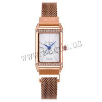 Women Wrist Watch, Tibetan Style, with Glass & 304 Stainless Steel, Rectangle, plated, fashion jewelry & Chinese movement & for woman & with rhinestone, more colors for choice, nickel, lead & cadmium free, 35x8mm, Length:Approx 260 mm, Sold By PC