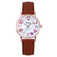 Women Wrist Watch PU Leather with Glass & 304 Stainless Steel & Zinc Alloy Round rose gold color plated fashion jewelry & Chinese movement & for woman Length Approx 235 mm Sold By PC