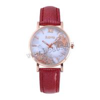 Women Wrist Watch PU Leather with Glass & 304 Stainless Steel & Zinc Alloy Round rose gold color plated fashion jewelry & Chinese movement & for woman Length Approx 235 mm Sold By PC