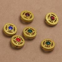 Tibetan Style Spacer Beads, Round, plated, DIY & different styles for choice & with rhinestone, more colors for choice, 14x14mm, Approx 100PCs/Bag, Sold By Bag