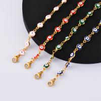 Evil Eye Jewelry Bracelet, 304 Stainless Steel, with 5CM extender chain, Vacuum Ion Plating, for woman & enamel, more colors for choice, Length:Approx 22 cm, Sold By PC